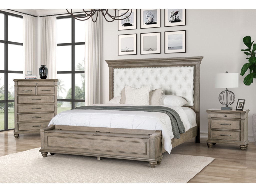 Queen Bed, Aged Oak - image 1