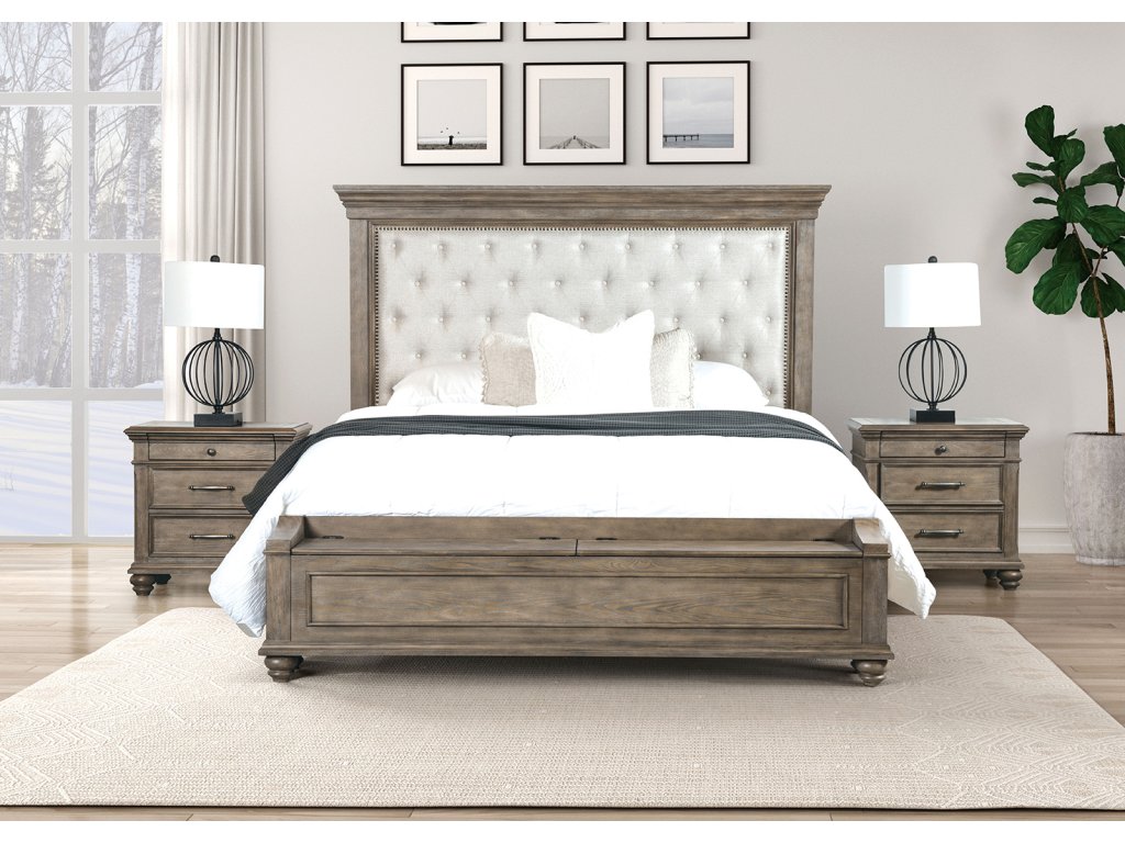 Queen Bed, Aged Oak - image 2