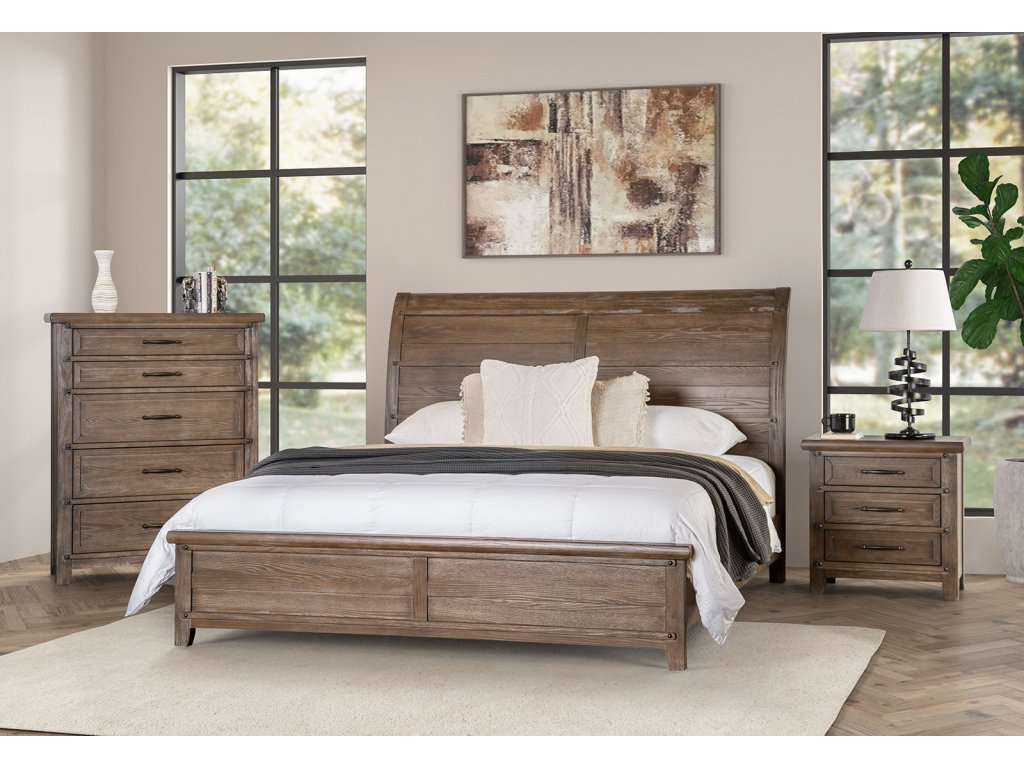 E.King Bed, Brown - image 1
