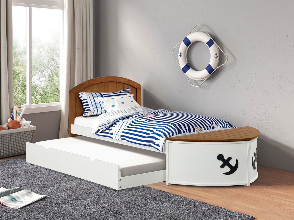 Twin Captain Bed, White/Oak - image 1