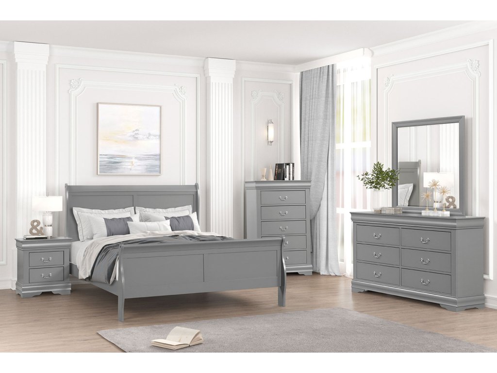 Queen Bed, Gray - main image