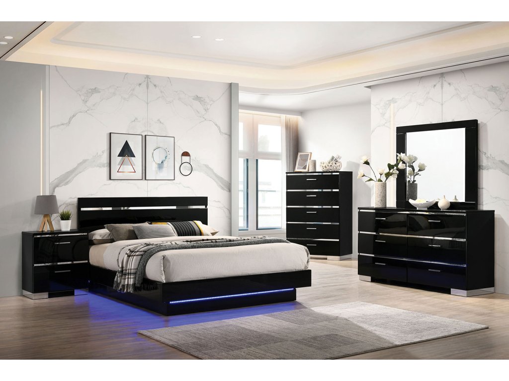 E.King Bed, Black/Chrome - main image