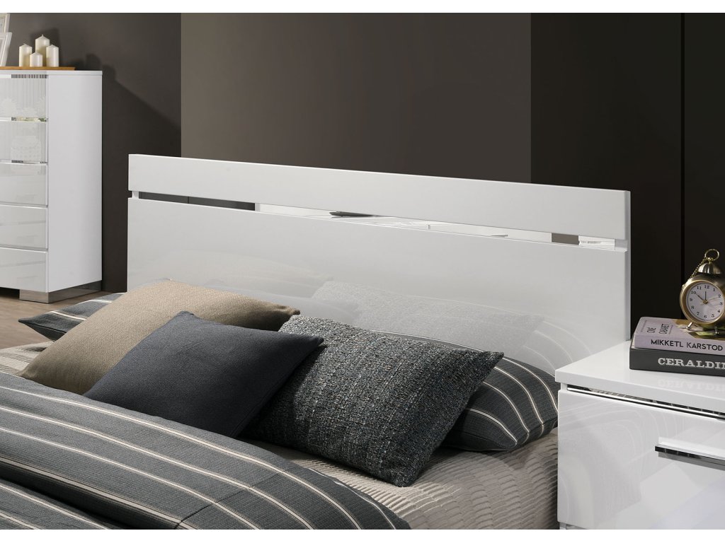Queen Bed, White/Chrome - image 1
