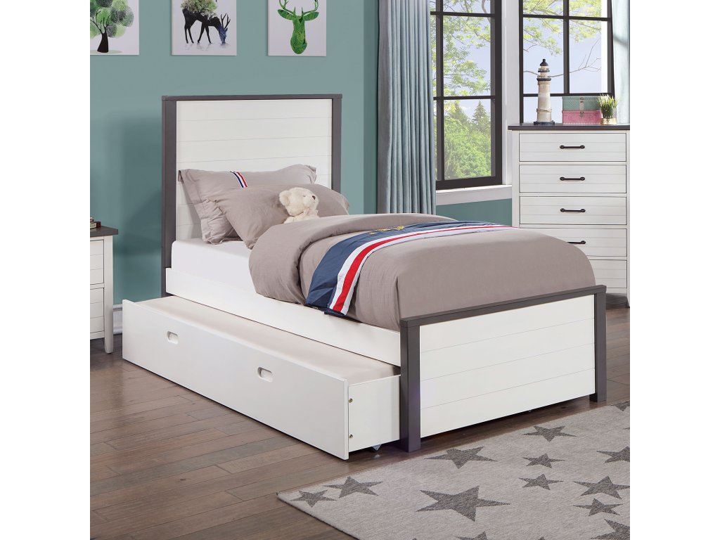 Twin Bed, White/Gray - image 1