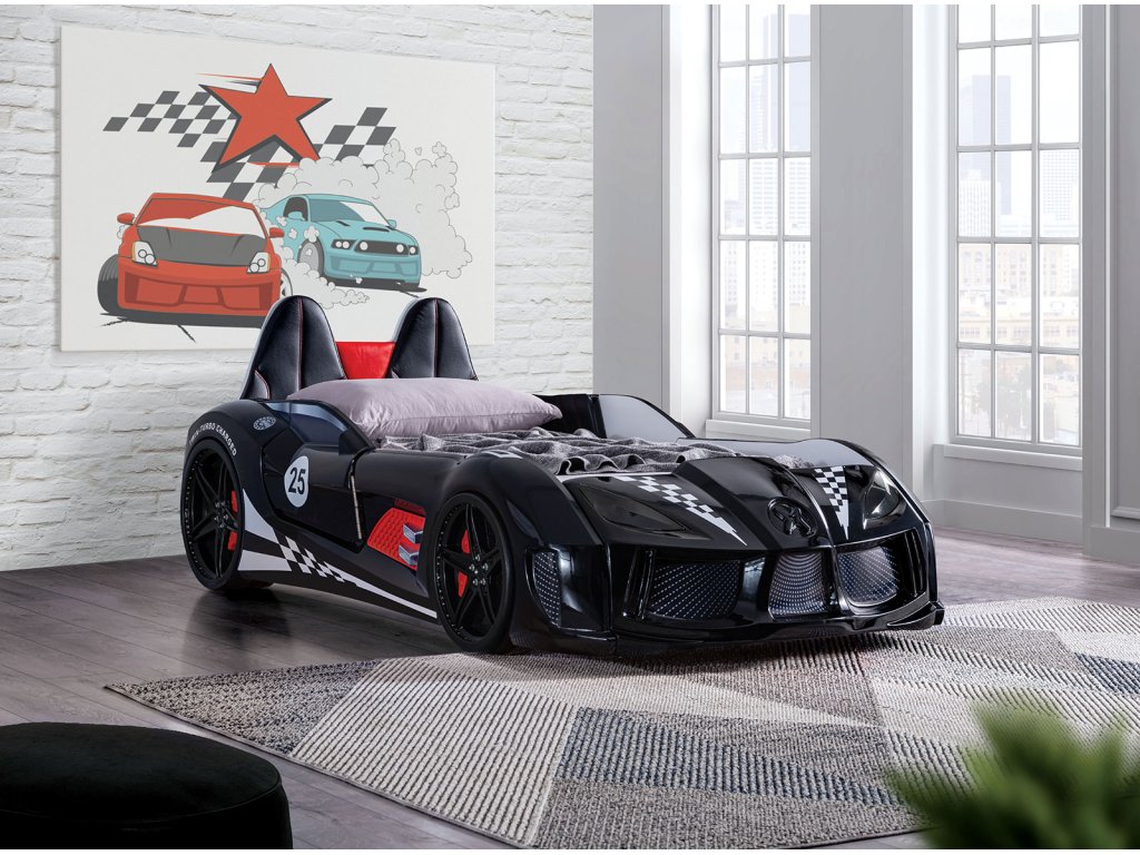 Twin Car Bed, Black - main image