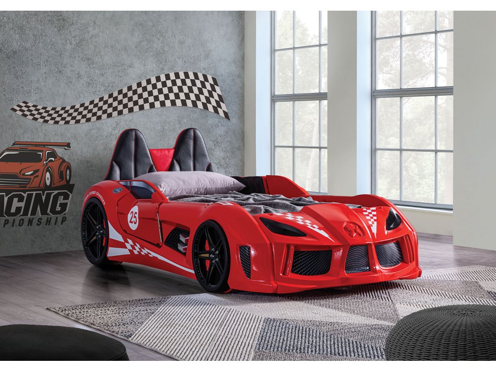 Twin Car Bed, Red - main image