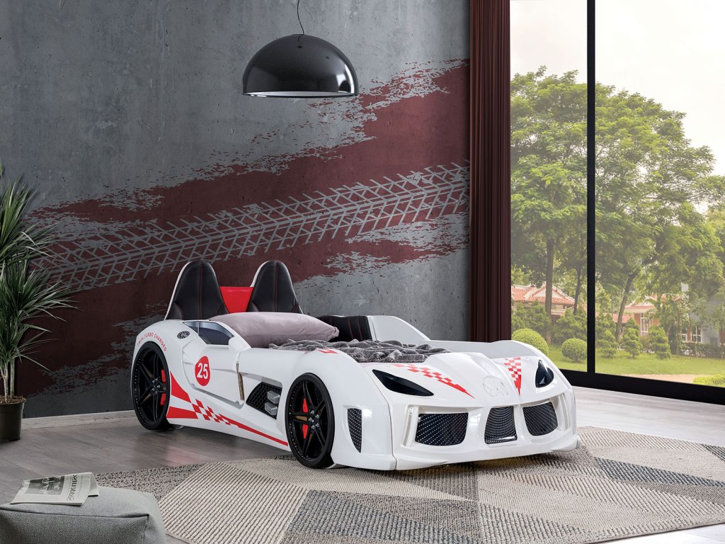 Twin Car Bed, White - main image