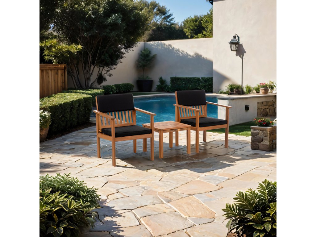 3 Pc. Patio Set, Natural/Black - main image