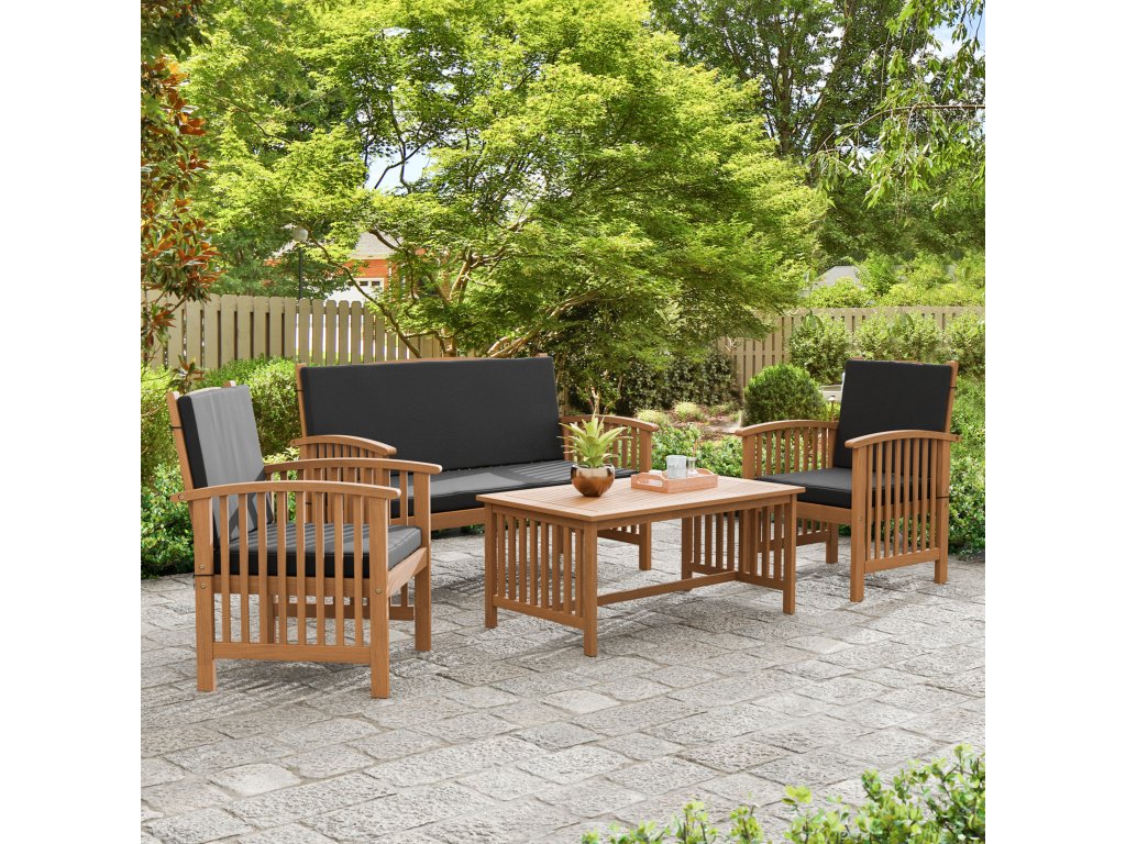 4 Pc. Patio Set, Black/Natural - main image