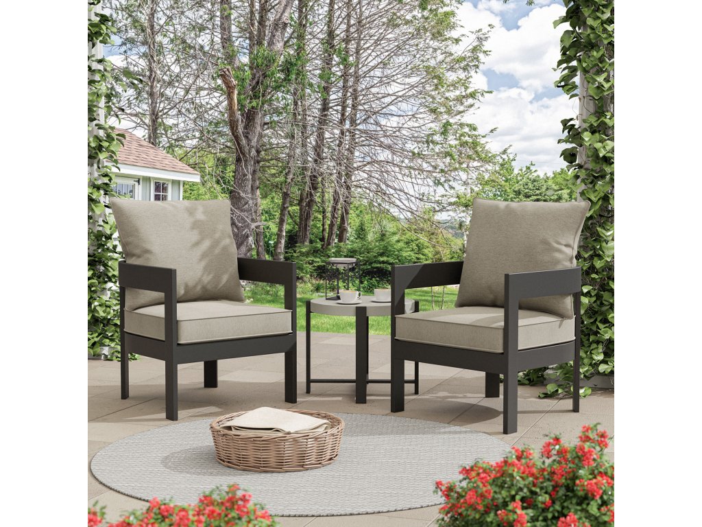 3 Pc. Patio Set, Black/Light Brown - main image