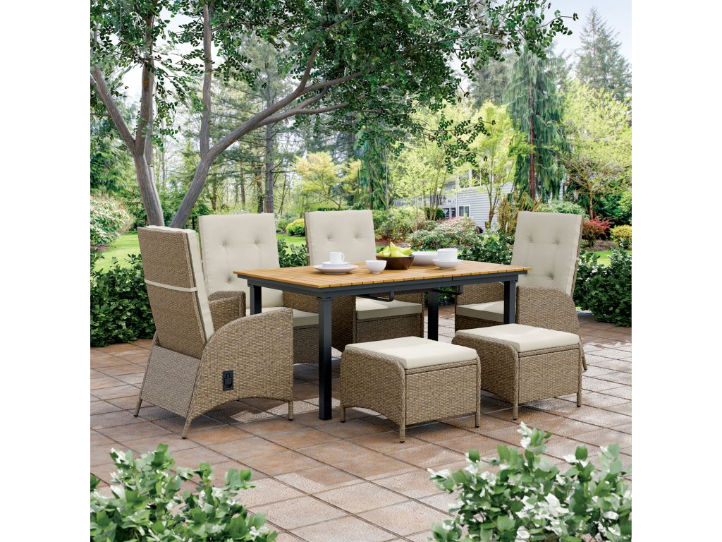 7 Pc. Patio Dining Set w/ 2 Ottomans - main image