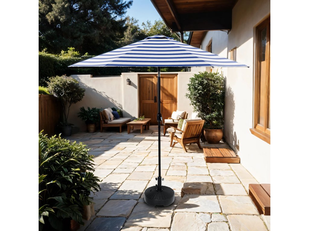 Cantilever Umbrella, Blue/White - image 1