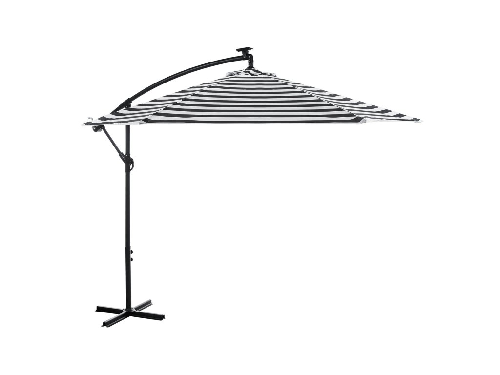 Cantilever Umbrella w/ LED, Black/White - image 1