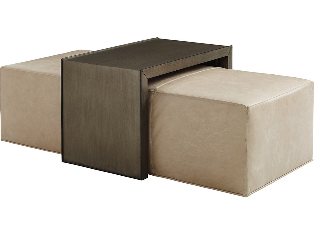 Savona Leather Cocktail Ottoman With Slide - main image