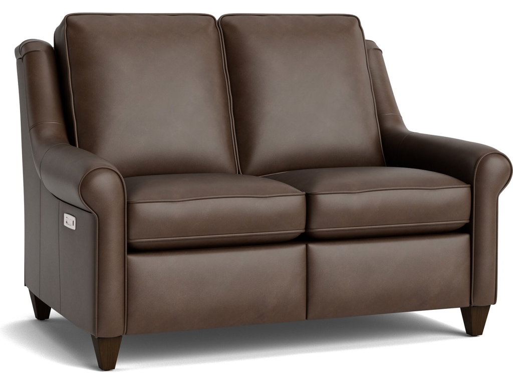 Magnificent Motion Reclining Leather Roll Arm Loveseat - image 1