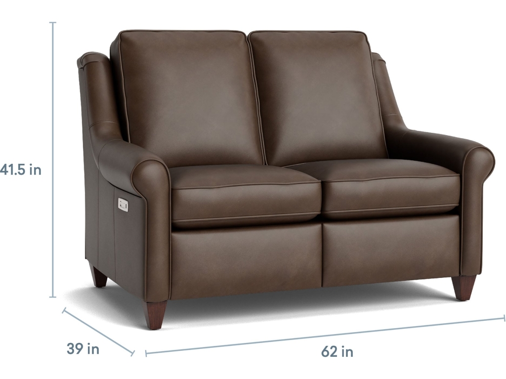 Magnificent Motion Reclining Leather Roll Arm Loveseat - image 3