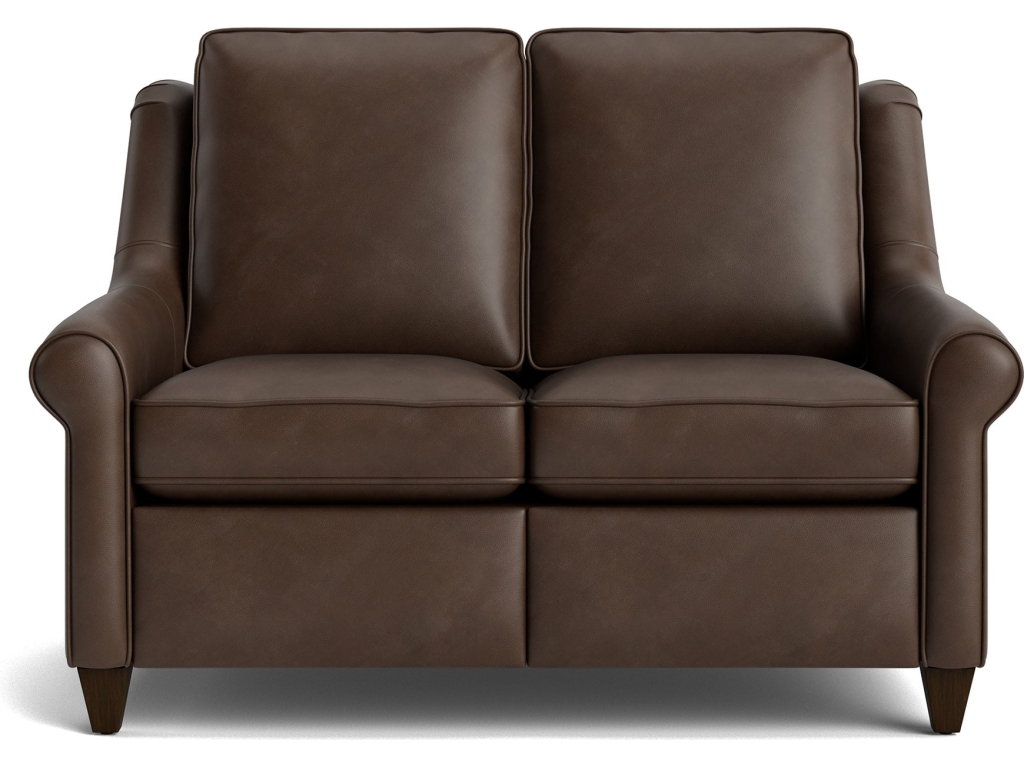 Magnificent Motion Reclining Leather Roll Arm Loveseat - main image