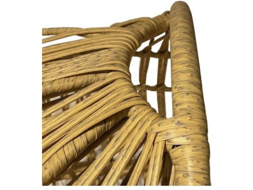 Outdoor Swivel Basket Chair-Tan Wicker  /  Grey Fabric - image 1