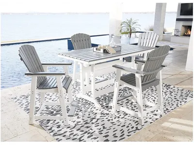 Transville Outdoor Counter Height Dining Table with 4 Barstools