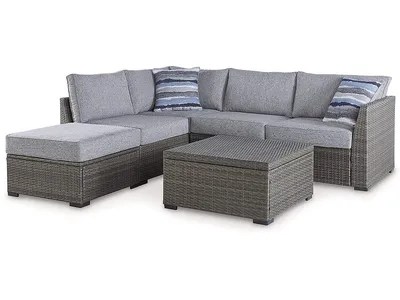 Petal Road Outdoor Loveseat Sectional/Ottoman/Table Set (Set of 4)