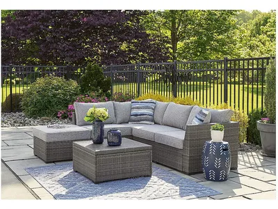 Petal Road Outdoor Loveseat Sectional/Ottoman/Table Set (Set of 4)