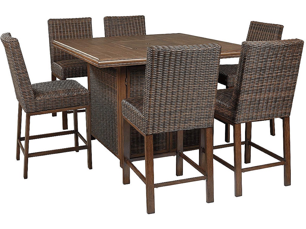 Paradise Trail Outdoor Bar Fire Pit Table with 6 Barstools - image 3