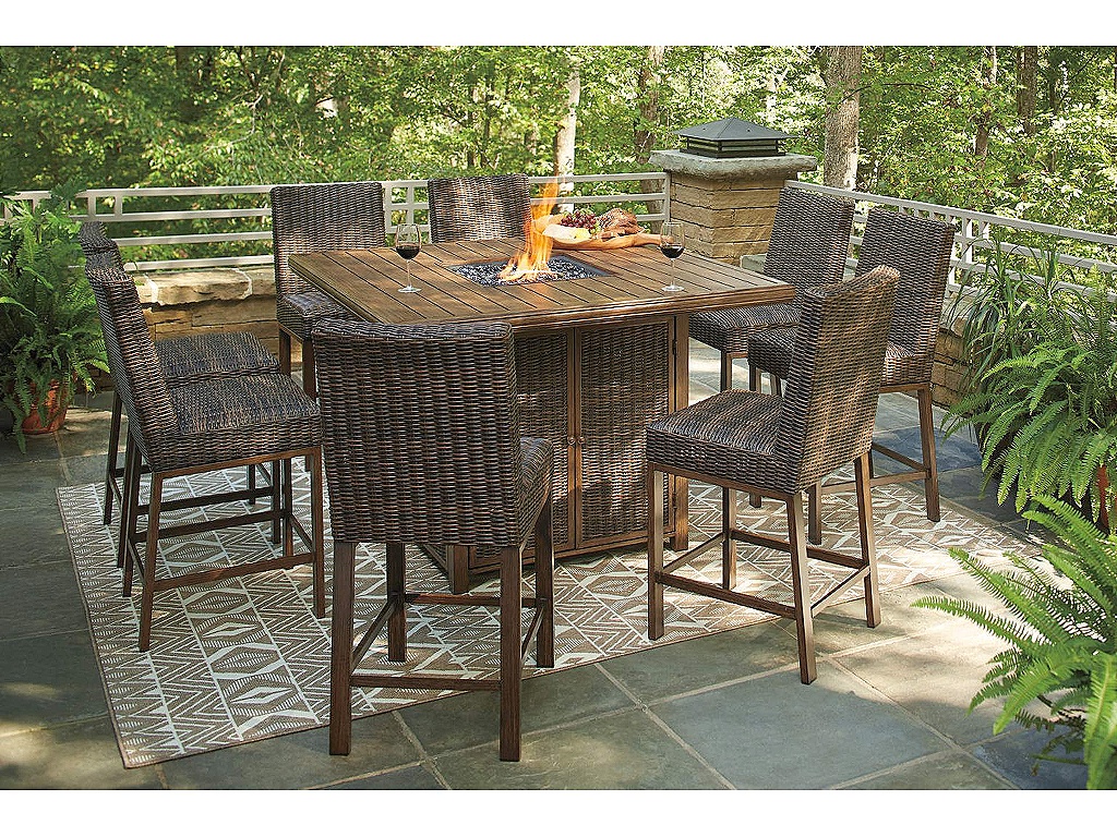 Paradise Trail Outdoor Counter Height Dining Table with 6 Barstools - image 2