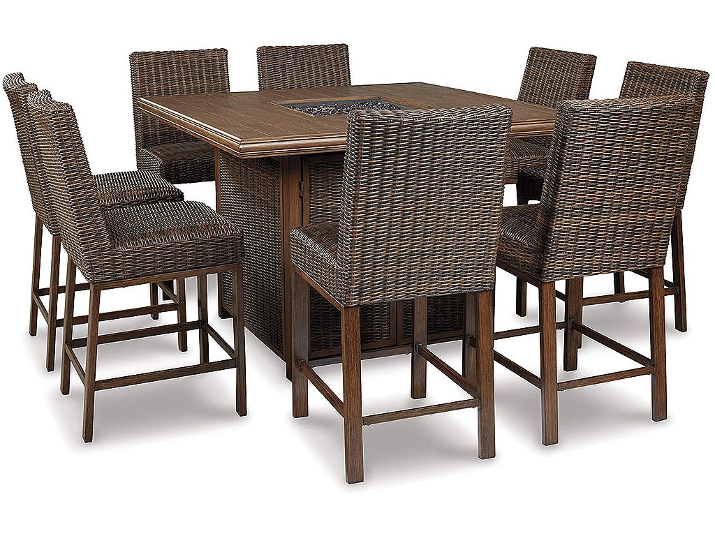 Paradise Trail Outdoor Counter Height Dining Table with 6 Barstools - image 1