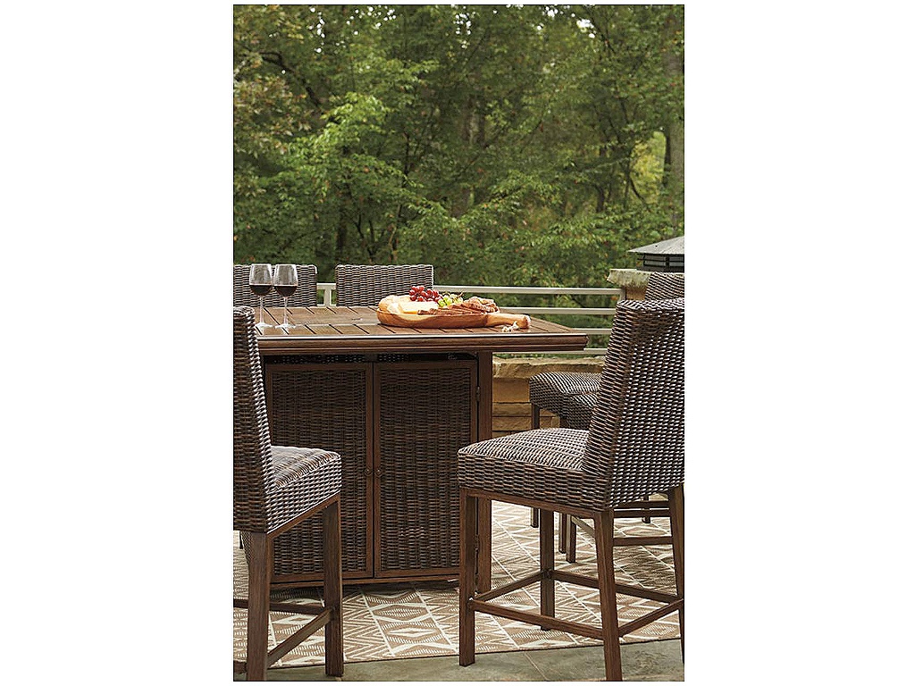 Paradise Trail Outdoor Counter Height Dining Table with 6 Barstools - image 4
