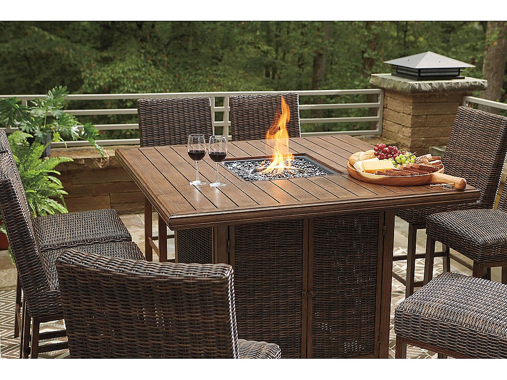 Paradise Trail Outdoor Counter Height Dining Table with 6 Barstools - image 6