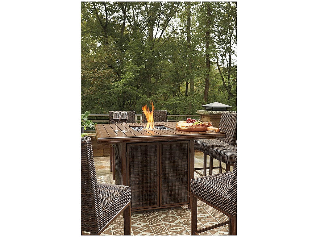 Paradise Trail Outdoor Counter Height Dining Table with 6 Barstools - image 7
