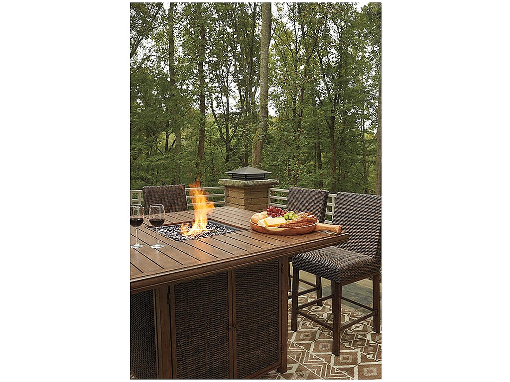 Paradise Trail Outdoor Counter Height Dining Table with 6 Barstools - image 9