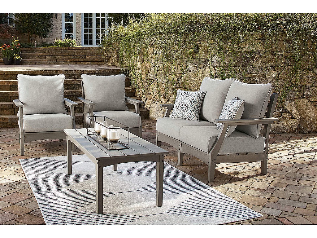 Visola Outdoor Loveseat, 2 Lounge Chairs and Coffee Table - main image