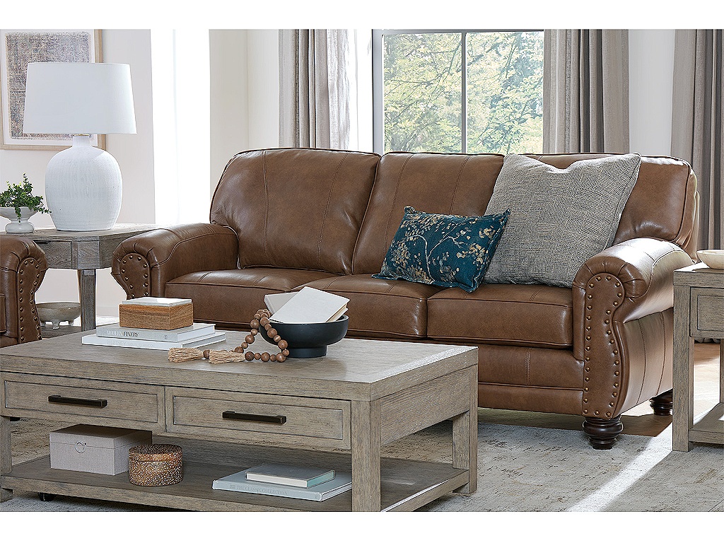 Best Home Furnishings Noble Top-Grain Leather Stationary Sofa, alternate view 3