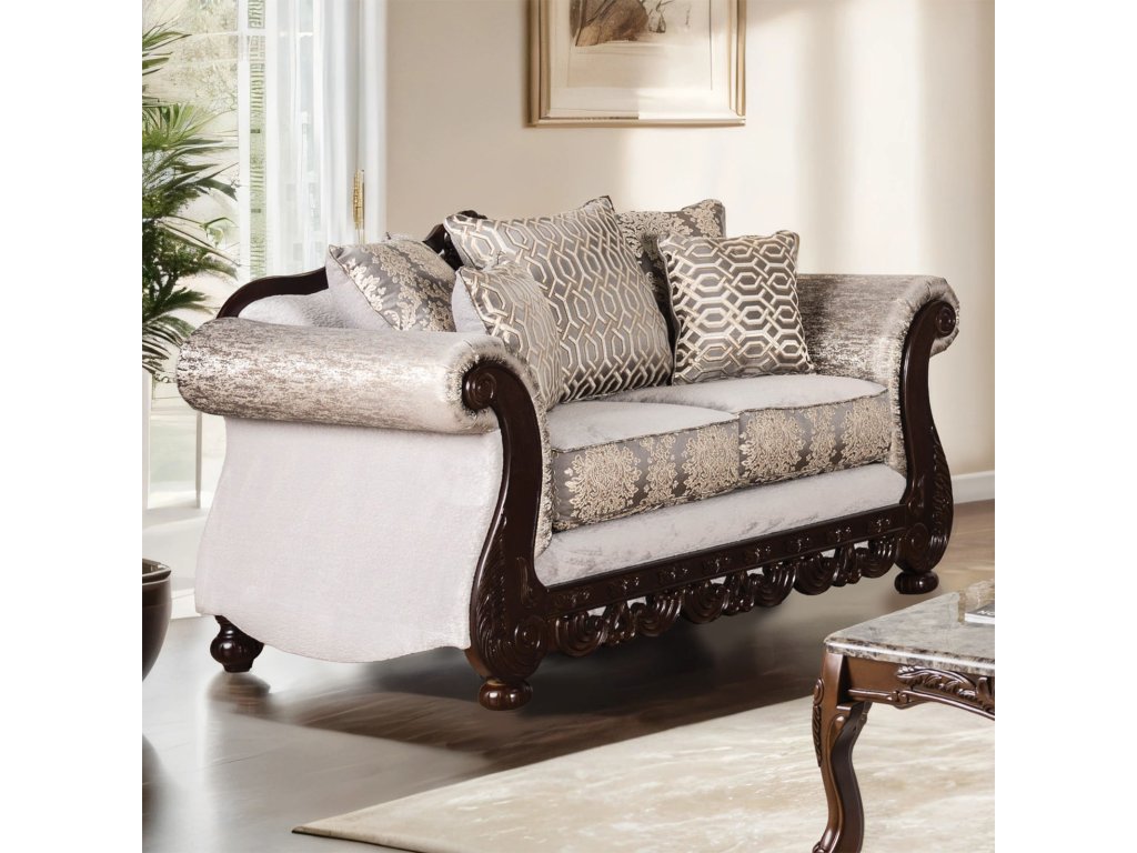 Loveseat, Beige/Dark Cherry - main image