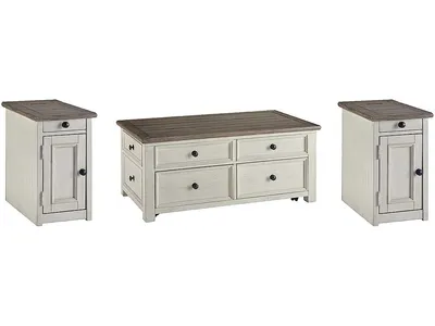 Bolanburg Coffee Table and 2 Chairside End Tables