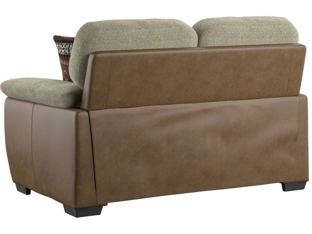 Loveseat W /  2 Pillow - Two Tone Beige / Brown Pu - image 3