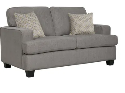 Loveseat W / 2 Pillows-Light Grey