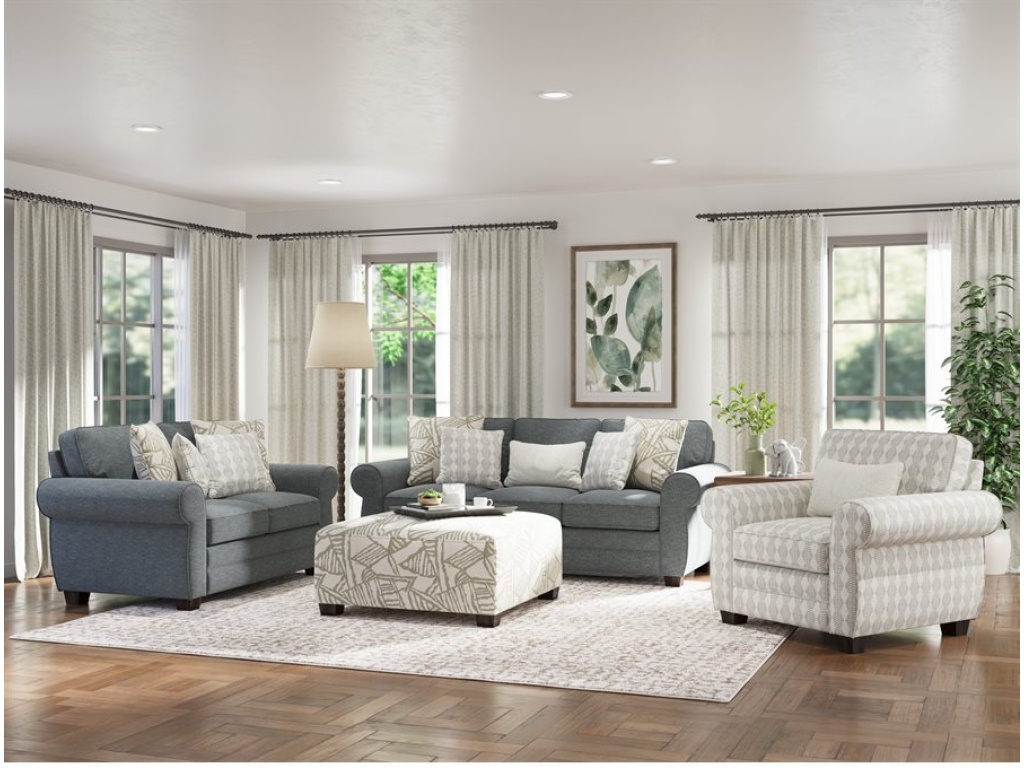 Complete Sofa W / 4 Accent Pillows & 1 Kidney Pillow - Blue - image 8