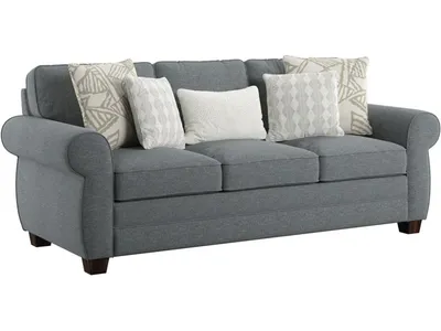 Complete Sofa W / 4 Accent Pillows & 1 Kidney Pillow - Blue