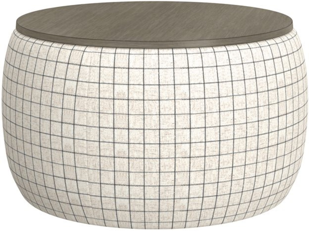 Storage Ottoman W /  Wood Top - Plaid - main image