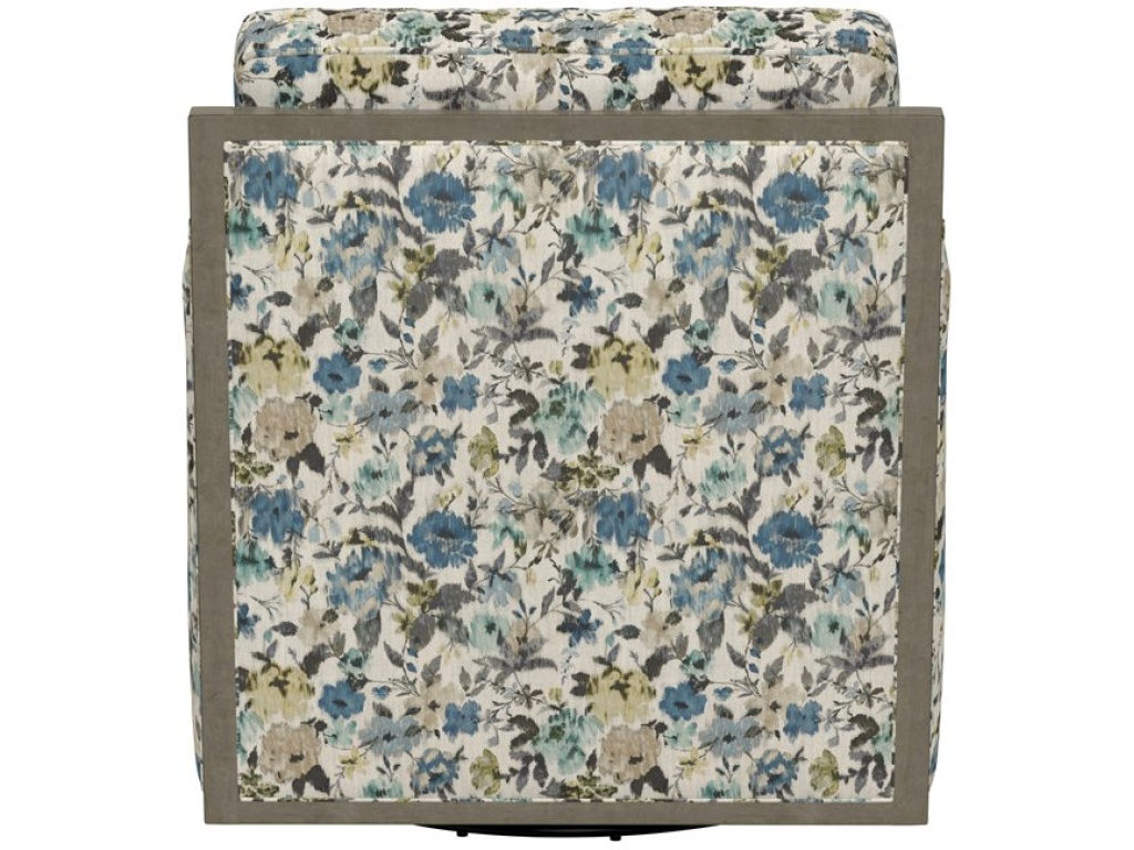 Wood Trim Swivel Accent Chair - Floral - image 2