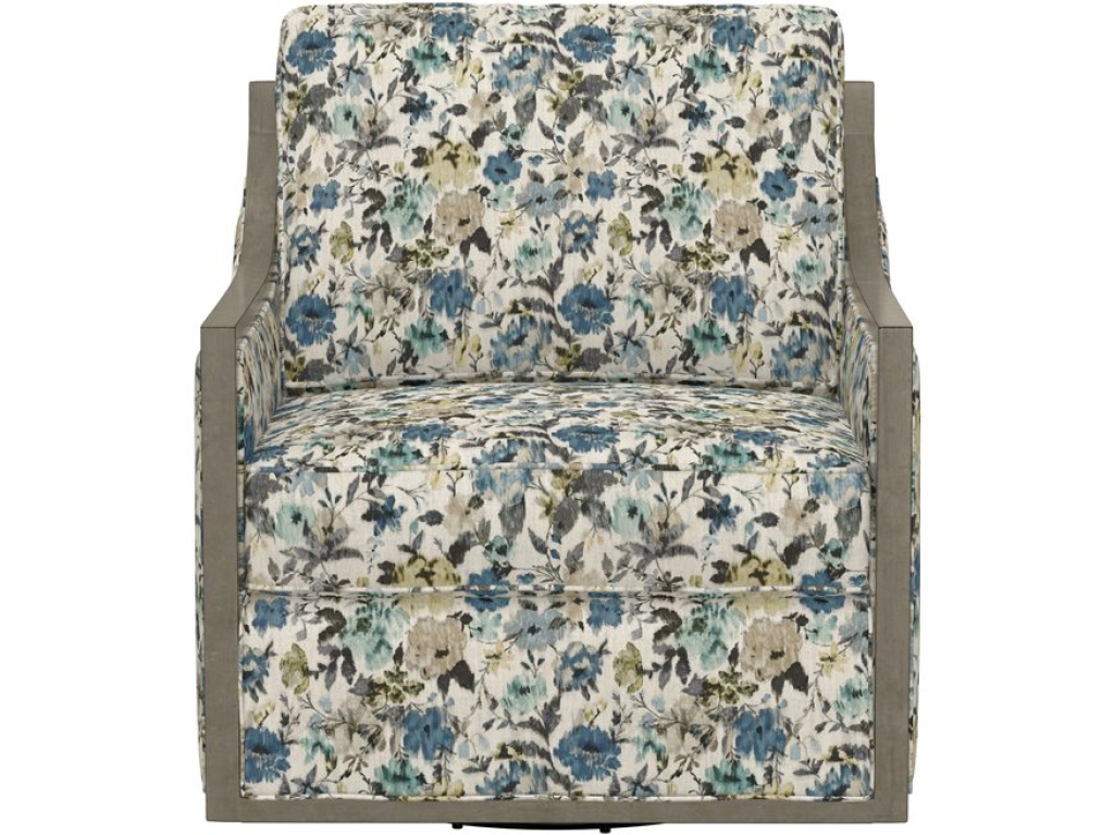 Wood Trim Swivel Accent Chair - Floral - image 3