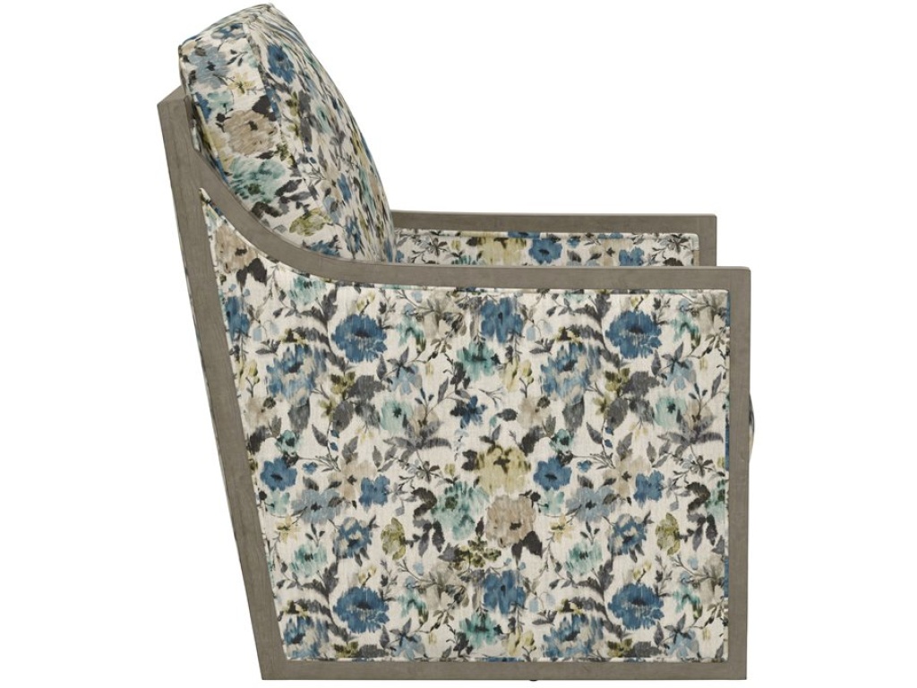 Wood Trim Swivel Accent Chair - Floral - image 1