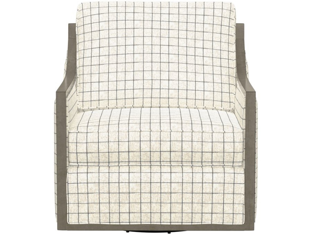 Wood Trim Swivel Accent Chair - Plaid - image 1