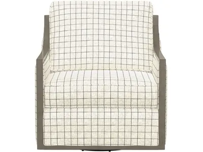 Wood Trim Swivel Accent Chair - Plaid