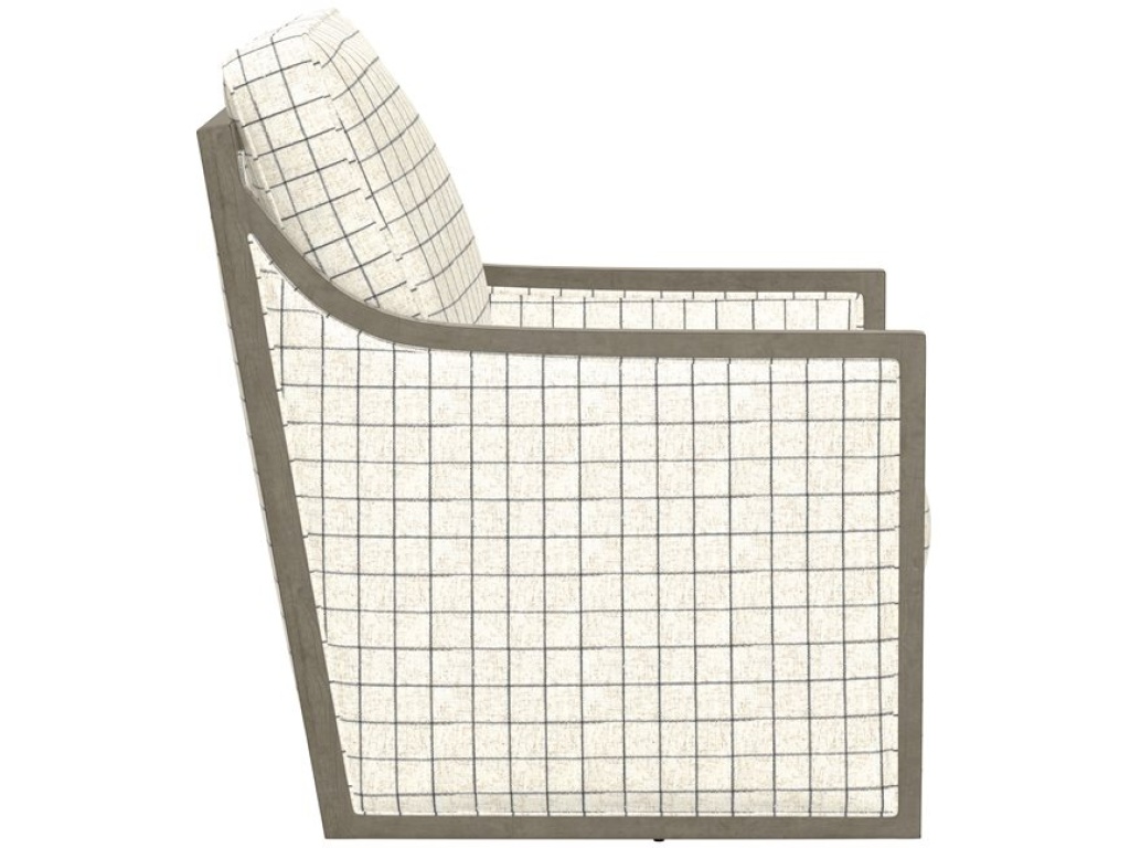 Wood Trim Swivel Accent Chair - Plaid - image 2