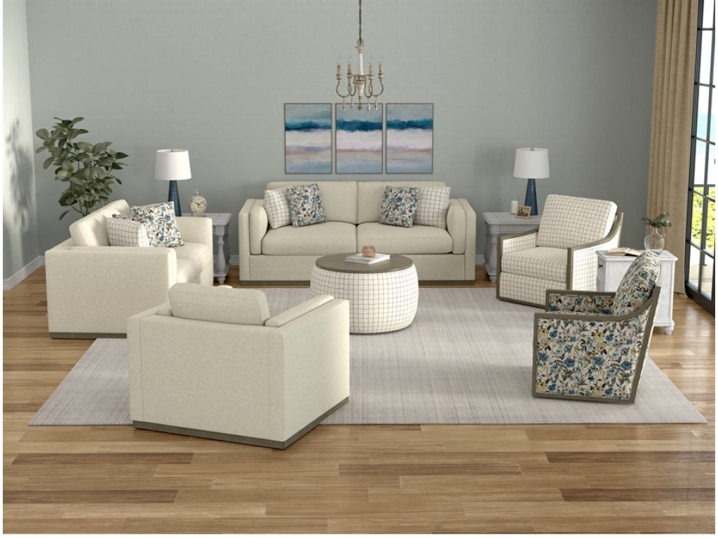 Wood Trim Swivel Accent Chair - Plaid - image 5