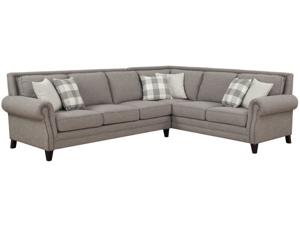 Willow Creek-2Pc Sectional W / 6 Pillows-Grey - main image