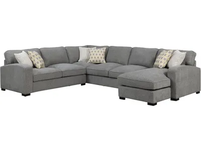 Repose-3Pc Sectional-W / 6-Pillows-Light Grey